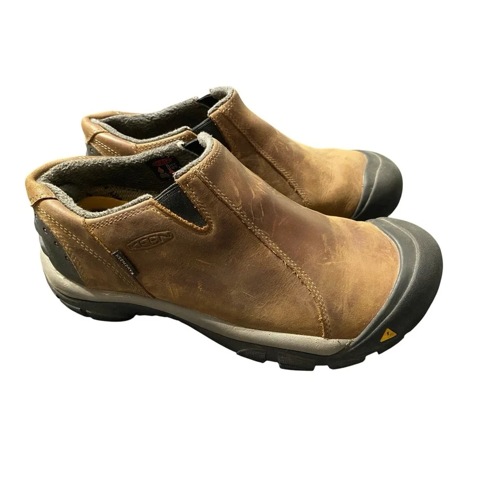 Keen Brixen Men's 8.5 Brown Leather Waterproof Low Slip On Insulate Shoe Boots